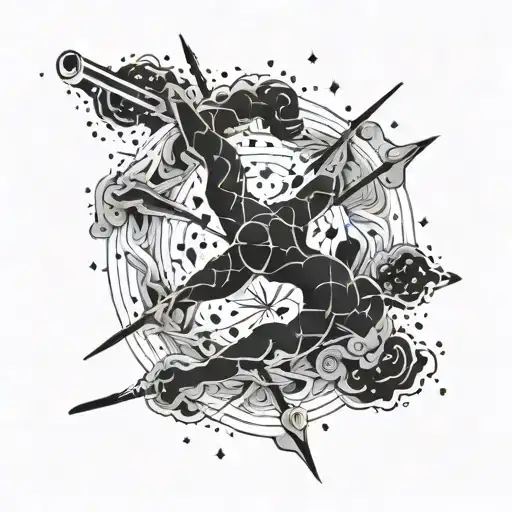 cigarette smoke forming Sagittarius constellation  tattoo design idea