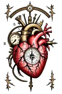 incorporate a compass, a cracked pressure gauge, and a mechanical heart tattoo design idea