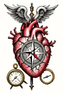 incorporate a compass, a cracked pressure gauge, and a mechanical heart tattoo design idea