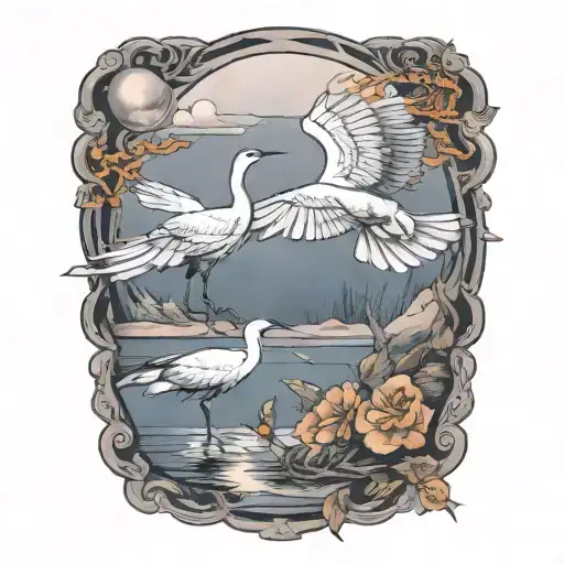 replace crane with blackbird tattoo design idea