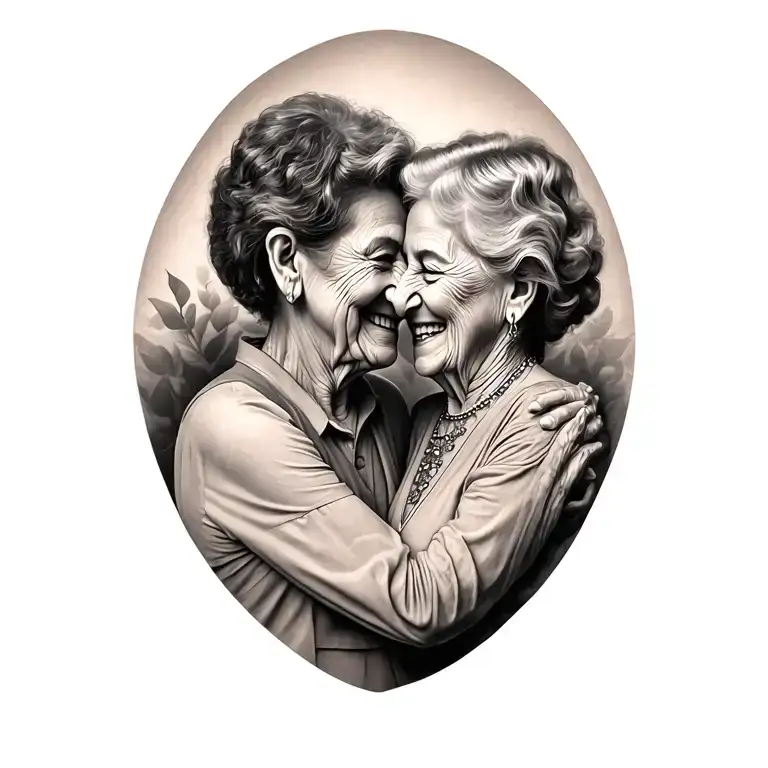 memorial tattoo for grandma hug each other tattoo design idea