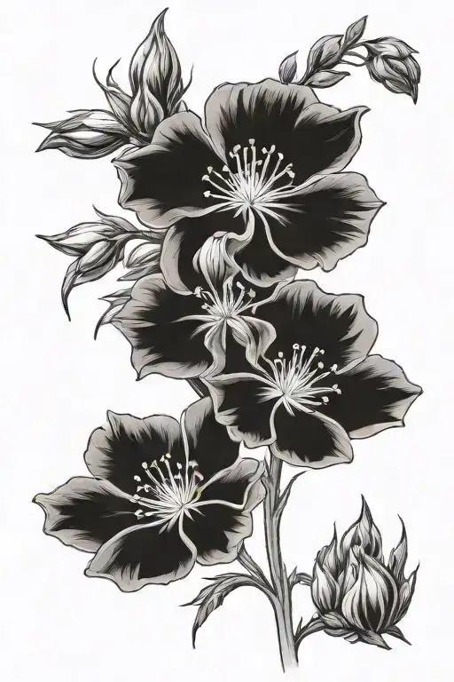 larkspur and cosmos tattoo design idea