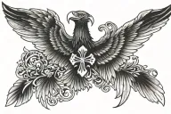 eagle wing with orthodox cross tattoo design idea