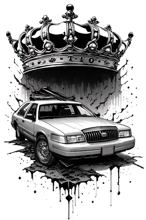 Crown Victoria P71 destroyed tattoo design idea