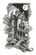 haunted mansion tattoo design idea