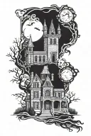 haunted mansion tattoo design idea