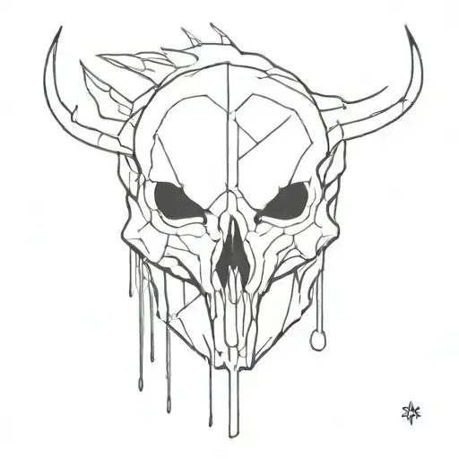 raven skull with radiohead bear logo tattoo design idea
