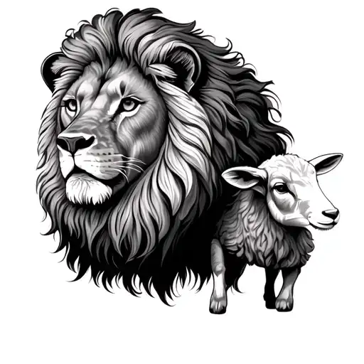 Lion And Lamb tattoo design idea