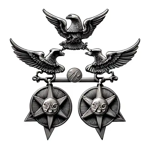 war medals tattoo design idea