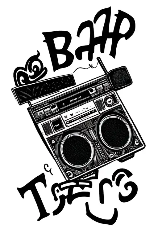 Boombox saying BFAB tattoo design idea