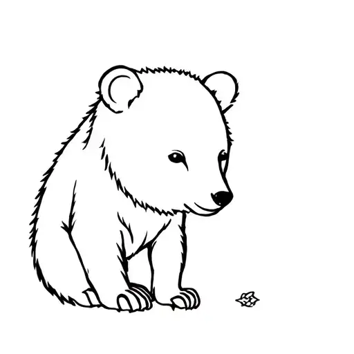 line-art bear Cub tattoo design idea