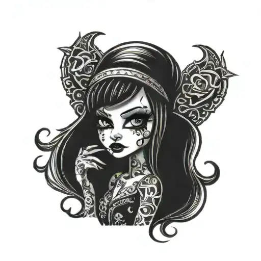 spooky bratz doll tattoo design idea