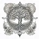 tree of life, lotus, time tattoo design idea