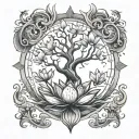 tree of life, lotus, time tattoo design idea