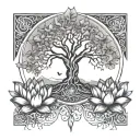 tree of life, lotus, time tattoo design idea