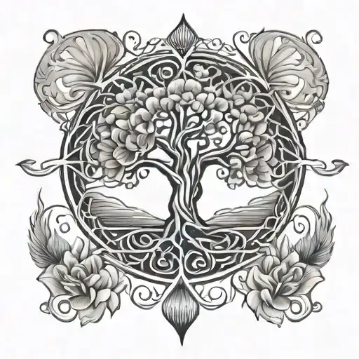 tree of life, lotus, time tattoo design idea