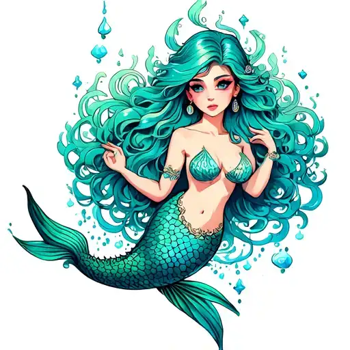 big booked mermaid tattoo design idea