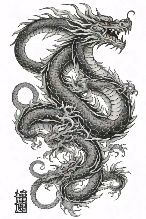 Asian Dragon wraped kaido dragon form tattoo design idea