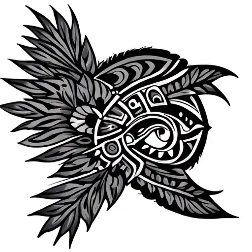 navajo Polynesian sleeve tattoo design idea