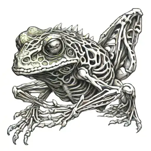 frog skeleton demon tattoo design idea