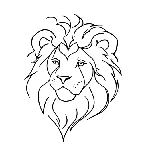 a minimalist design incorporating a lion and the silhouette outline of a young girls face representing protecting the yo tattoo design idea