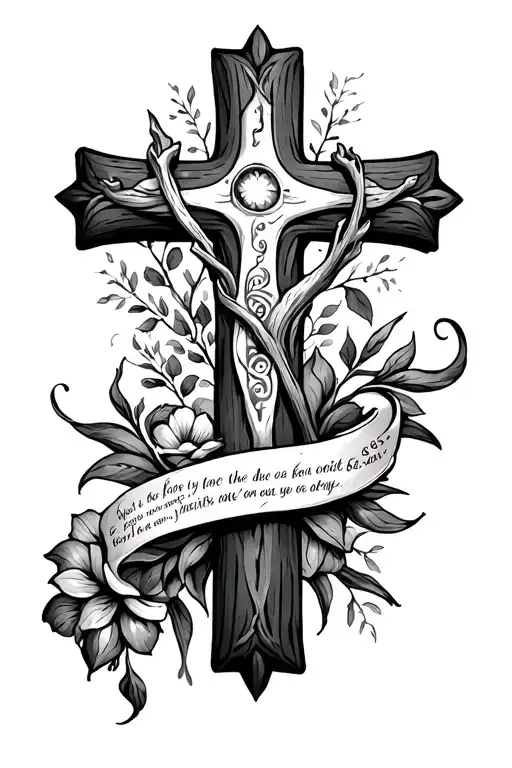 cross with proverbs 3:5 6 tattoo design idea