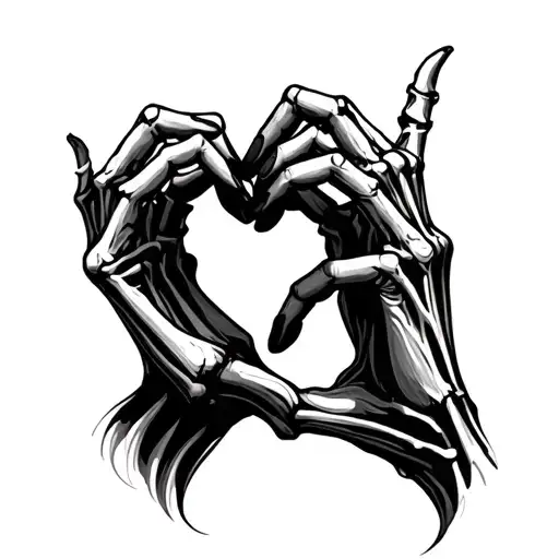 skellington hands making a heart shape tattoo design idea