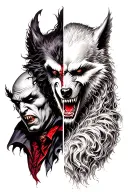 dracula versus Werewolf tattoo design idea
