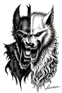 dracula versus Werewolf tattoo design idea