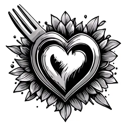 fork and heart tattoo tattoo design idea