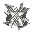 Create a tattoo design featuring three arrows arranged side by side in a parallel formation. The middle arrow should be  tattoo design idea