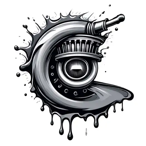 diesel turbo with an oil spill  tattoo design idea