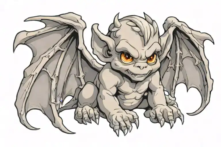 cute baby gargoyle tattoo design idea