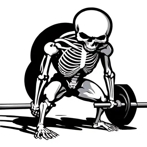 skeleton deadlifting tattoo design idea