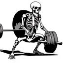 skeleton deadlifting tattoo design idea