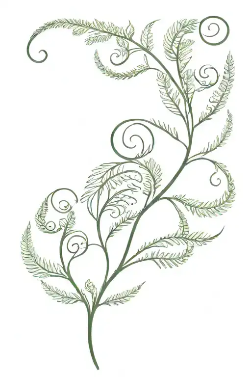 fern fractals Fibonacci sequence subtly incorporated suminagashi tattoo design idea