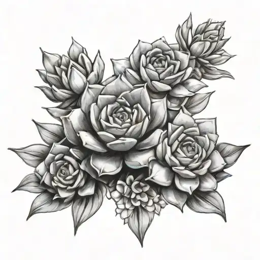 Succulents tattoo design idea