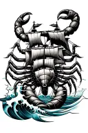 scorpion compas neptun waves Ship sailing tattoo design idea