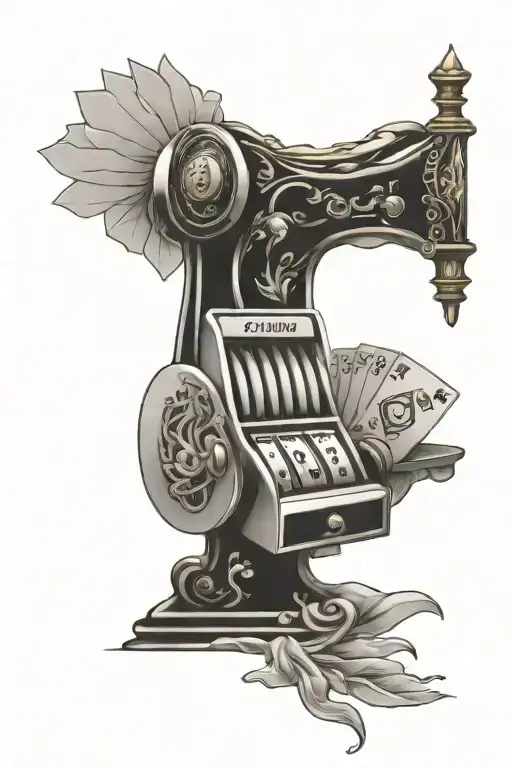 cards and slot machine cutting tattoo design idea