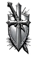 war sword shield cross tattoo design idea