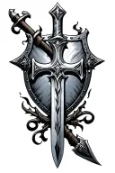 war sword shield cross tattoo design idea
