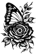 evil eye butterfly rose made tattoo design idea