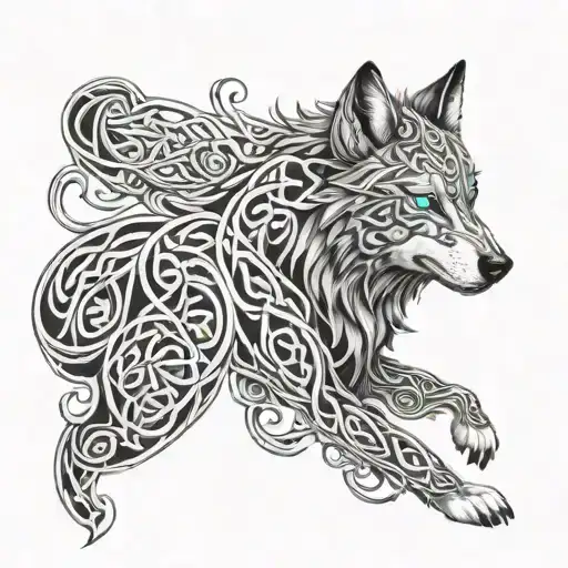Celtic Wolf blue eyes tattoo design idea