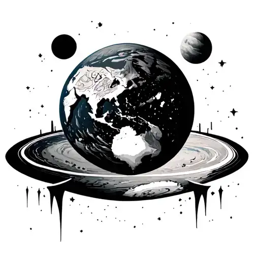 flat earth dome tattoo design idea