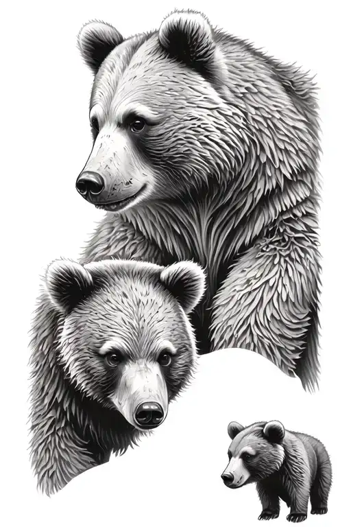 a baby bear and a mama bear tattoo design idea