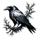 raven over skull tattoo design idea