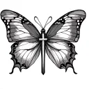 butterfly and cross tattoo tattoo design idea