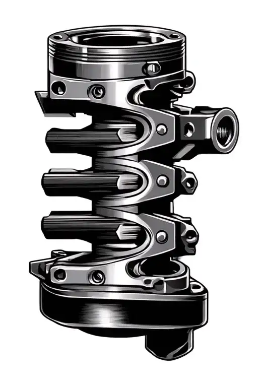 v8 crankshaft with pistons and connecting rods tattoo design idea