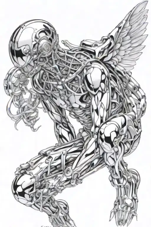 Hajime Sorayama black and white chrome tattoo design idea