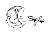 2 jet planes pulling a moon tattoo design idea
